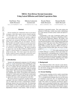 MESA: Text-Driven Terrain Generation Using Latent Diffusion and Global Copernicus Data