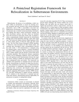 A Pointcloud Registration Framework for Relocalization in Subterranean Environments