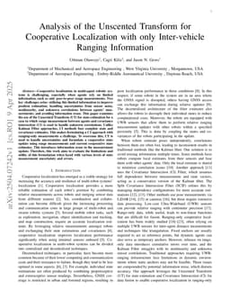 Analysis of the Unscented Transform for Cooperative Localization with Ranging-Only Information