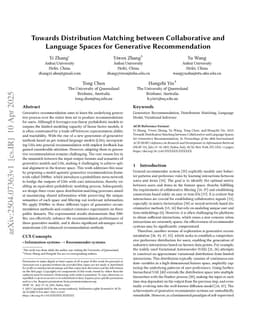 Towards Distribution Matching between Collaborative and Language Spaces for Generative Recommendation