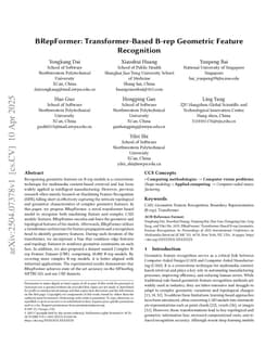 BRepFormer: Transformer-Based B-rep Geometric Feature Recognition