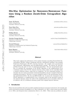 Min-Max Optimisation for Nonconvex-Nonconcave Functions Using a Random Zeroth-Order Extragradient Algorithm