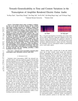 Towards Generalizability to Tone and Content Variations in the Transcription of Amplifier Rendered Electric Guitar Audio
