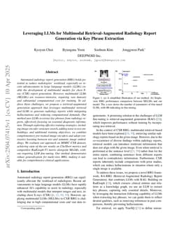 Leveraging LLMs for Multimodal Retrieval-Augmented Radiology Report Generation via Key Phrase Extraction
