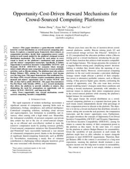 Opportunity-Cost-Driven Reward Mechanisms for Crowd-Sourced Computing Platforms