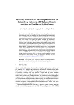 Probability Estimation and Scheduling Optimization for Battery Swap Stations via LRU-Enhanced Genetic Algorithm and Dual-Factor Decision System