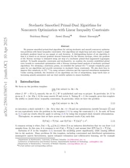 Stochastic Smoothed Primal-Dual Algorithms for Nonconvex Optimization with Linear Inequality Constraints