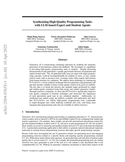 Synthesizing High-Quality Programming Tasks with LLM-based Expert and Student Agents
