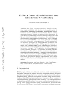 FMNV: A Dataset of Media-Published News Videos for Fake News Detection