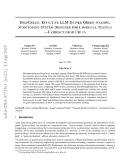 DeepGreen: Effective LLM-Driven Green-washing Monitoring System Designed for Empirical Testing -- Evidence from China
