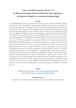 "i am a stochastic parrot, and so r u": Is AI-based framing of human behaviour and cognition a conceptual metaphor or conceptual engineering?
