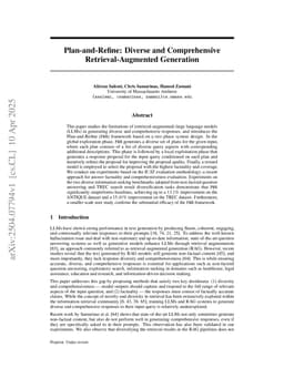 Plan-and-Refine: Diverse and Comprehensive Retrieval-Augmented Generation