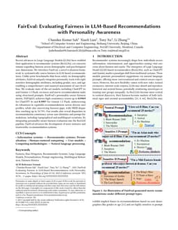 FairEval: Evaluating Fairness in LLM-Based Recommendations with Personality Awareness