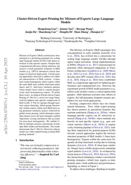 Cluster-Driven Expert Pruning for Mixture-of-Experts Large Language Models