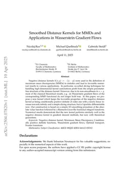 Smoothed Distance Kernels for MMDs and Applications in Wasserstein Gradient Flows