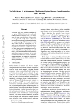 MuSaRoNews: A Multidomain, Multimodal Satire Dataset from Romanian News Articles