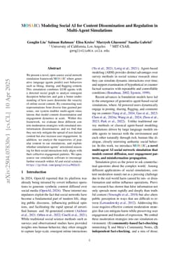 MOSAIC: Modeling Social AI for Content Dissemination and Regulation in Multi-Agent Simulations