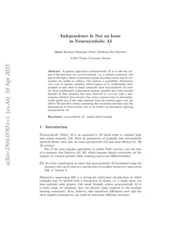 Independence Is Not an Issue in Neurosymbolic AI