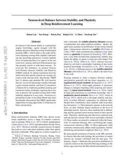 Neuron-level Balance between Stability and Plasticity in Deep Reinforcement Learning