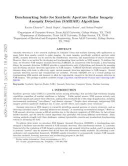 Benchmarking Suite for Synthetic Aperture Radar Imagery Anomaly Detection (SARIAD) Algorithms