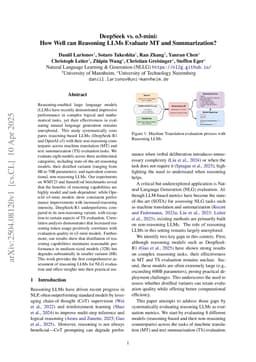 DeepSeek vs. o3-mini: How Well can Reasoning LLMs Evaluate MT and Summarization?