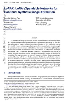 LoRAX: LoRA eXpandable Networks for Continual Synthetic Image Attribution