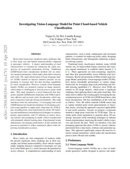 Investigating Vision-Language Model for Point Cloud-based Vehicle Classification
