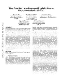 How Good Are Large Language Models for Course Recommendation in MOOCs?