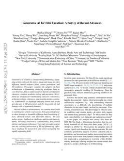 Generative AI for Film Creation: A Survey of Recent Advances