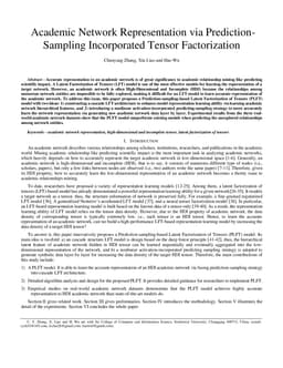 Academic Network Representation via Prediction-Sampling Incorporated Tensor Factorization