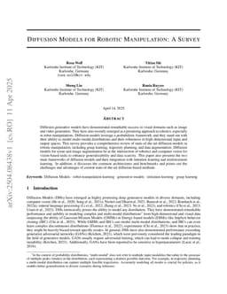 Diffusion Models for Robotic Manipulation: A Survey