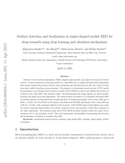 Artifact detection and localization in single-channel mobile EEG for sleep research using deep learning and attention mechanisms