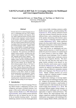 UoB-NLP at SemEval-2025 Task 11: Leveraging Adapters for Multilingual and Cross-Lingual Emotion Detection