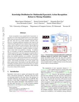 Knowledge Distillation for Multimodal Egocentric Action Recognition Robust to Missing Modalities
