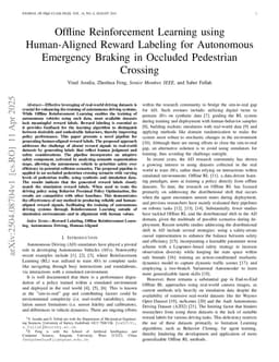 Offline Reinforcement Learning using Human-Aligned Reward Labeling for Autonomous Emergency Braking in Occluded Pedestrian Crossing