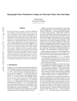 Hypergraph Vision Transformers: Images are More than Nodes, More than Edges