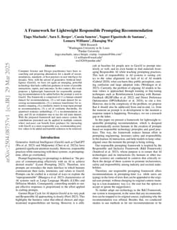 A Framework for Lightweight Responsible Prompting Recommendation