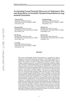 Accelerating Causal Network Discovery of Alzheimer Disease Biomarkers via Scientific Literature-based Retrieval Augmented Generation
