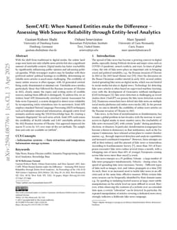 SemCAFE: When Named Entities make the Difference Assessing Web Source Reliability through Entity-level Analytics