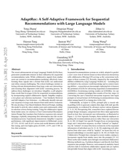 AdaptRec: A Self-Adaptive Framework for Sequential Recommendations with Large Language Models