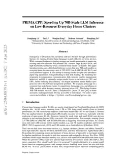 PRIMA.CPP: Speeding Up 70B-Scale LLM Inference on Low-Resource Everyday Home Clusters