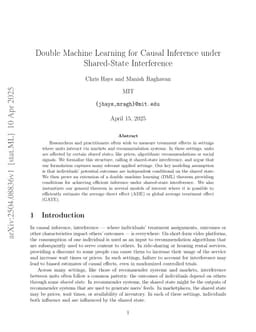 Double Machine Learning for Causal Inference under Shared-State Interference
