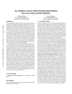 An Adaptive Vector Index Partitioning Scheme for Low-Latency RAG Pipeline