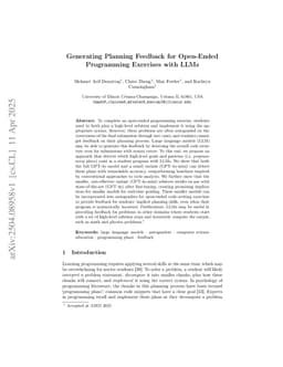 Generating Planning Feedback for Open-Ended Programming Exercises with LLMs
