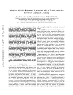 Adaptive Additive Parameter Updates of Vision Transformers for Few-Shot Continual Learning