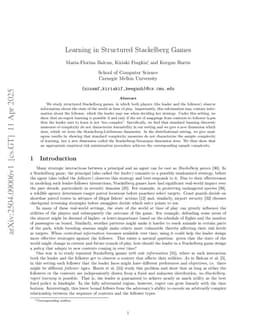 Learning in Structured Stackelberg Games
