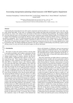 Associating transportation planning-related measures with Mild Cognitive Impairment
