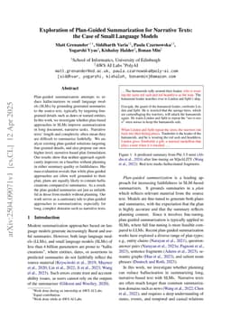 Exploration of Plan-Guided Summarization for Narrative Texts: the Case of Small Language Models
