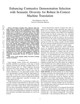 Enhancing Contrastive Demonstration Selection with Semantic Diversity for Robust In-Context Machine Translation