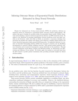 Inferring Outcome Means of Exponential Family Distributions Estimated by Deep Neural Networks